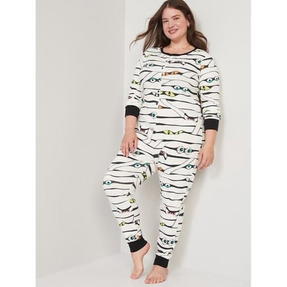 Old Navy Halloween Pajamas Sz Small Matching Family Glow in the Dark Mummy Eyes - Picture 3 of 15